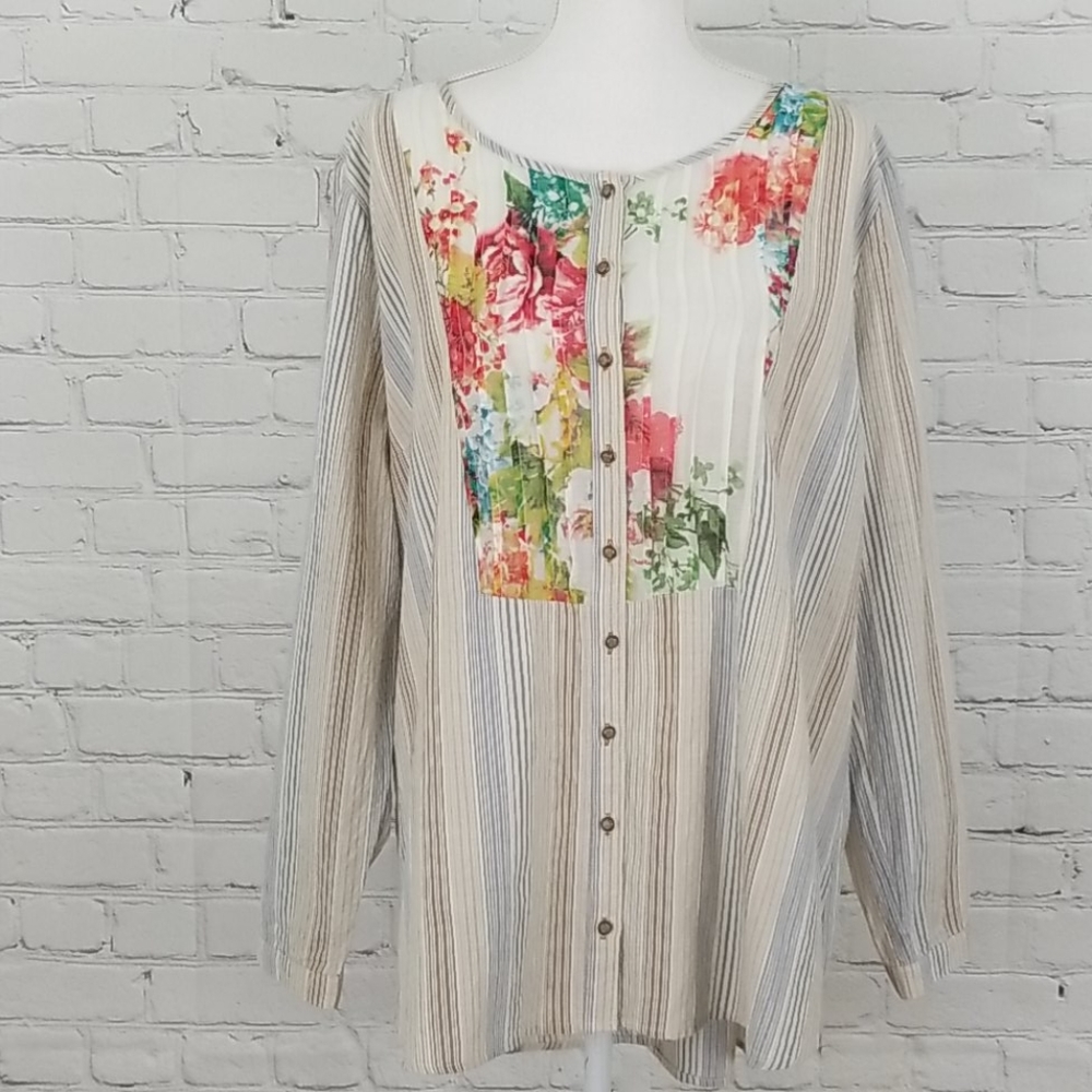 Soft Surroundings Mixed Media Tunic Top NWOT